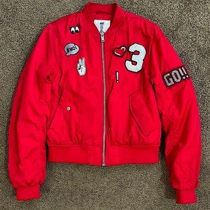 H&M Girls Patchwork Bomber Jacket